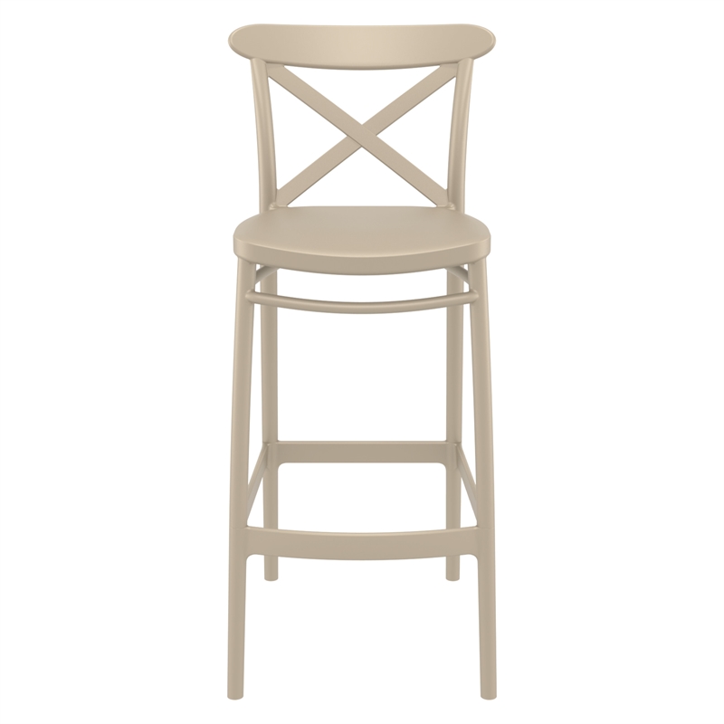 Home Square Cross Indoor Outdoor Bar Stool in Taupe - Set of 2