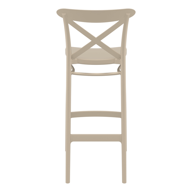 Home Square Cross Indoor Outdoor Bar Stool in Taupe - Set of 2