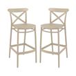 Home Square Cross Indoor Outdoor Bar Stool in Taupe - Set of 2