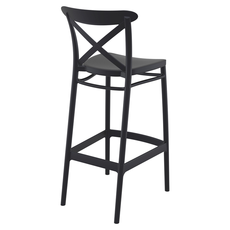Home Square Cross Indoor Outdoor Bar Stool in Black - Set of 2