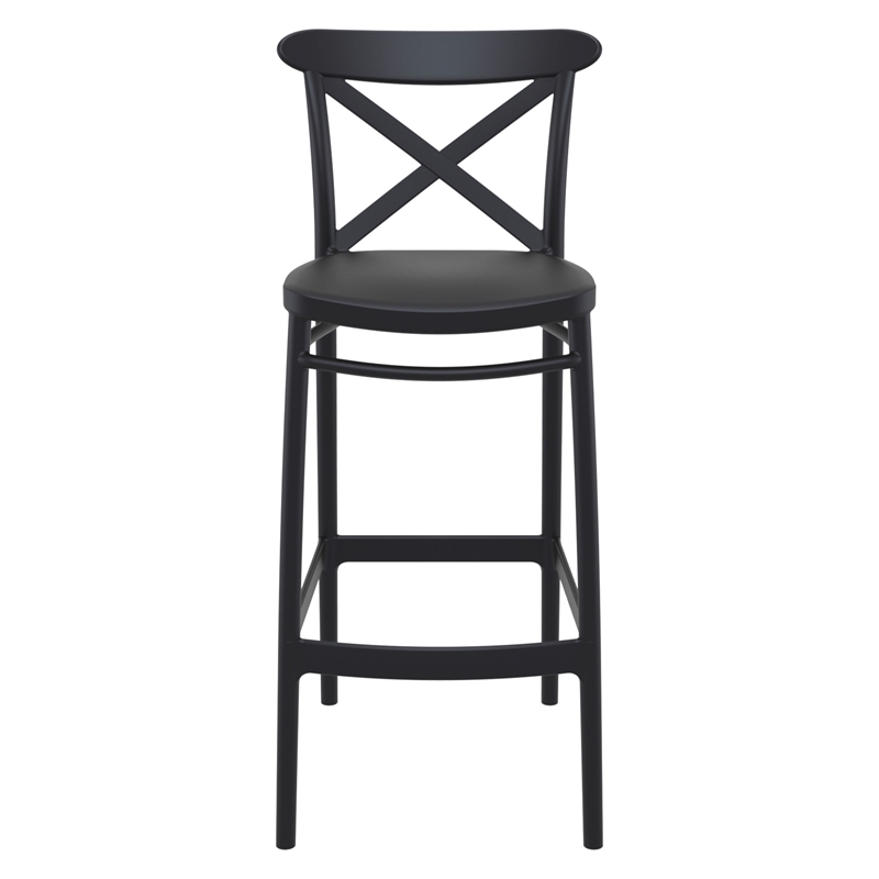 Home Square Cross Indoor Outdoor Bar Stool in Black - Set of 2