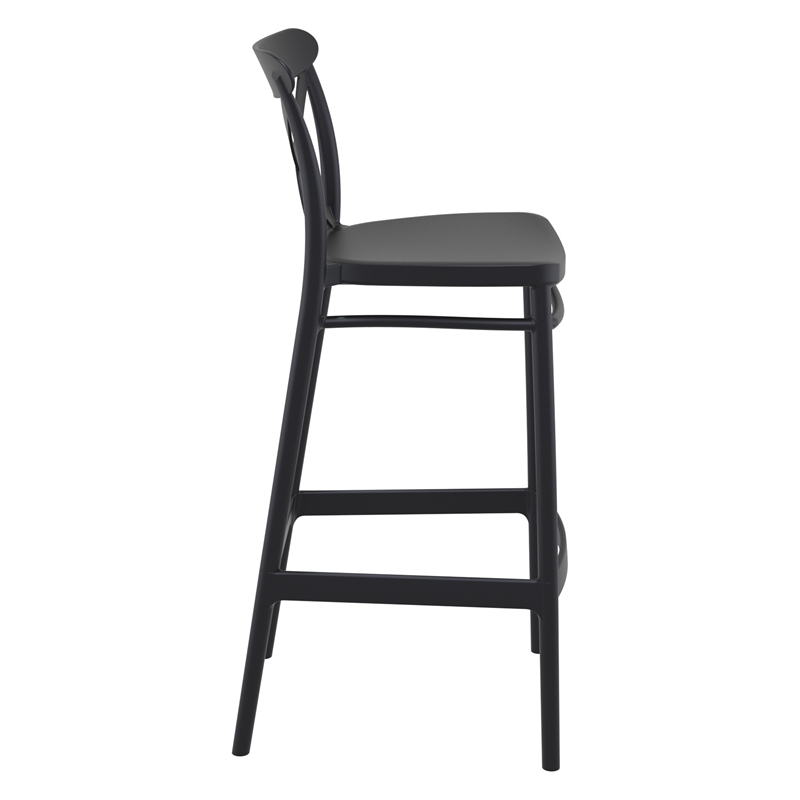Home Square Cross Indoor Outdoor Bar Stool in Black - Set of 2