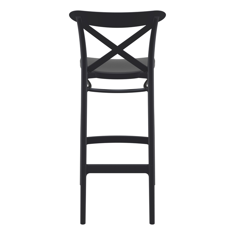 Home Square Cross Indoor Outdoor Bar Stool in Black - Set of 2