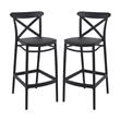 Home Square Cross Indoor Outdoor Bar Stool in Black - Set of 2