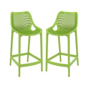Home Square Patio Counter Stool in Tropical Green - Set of 2