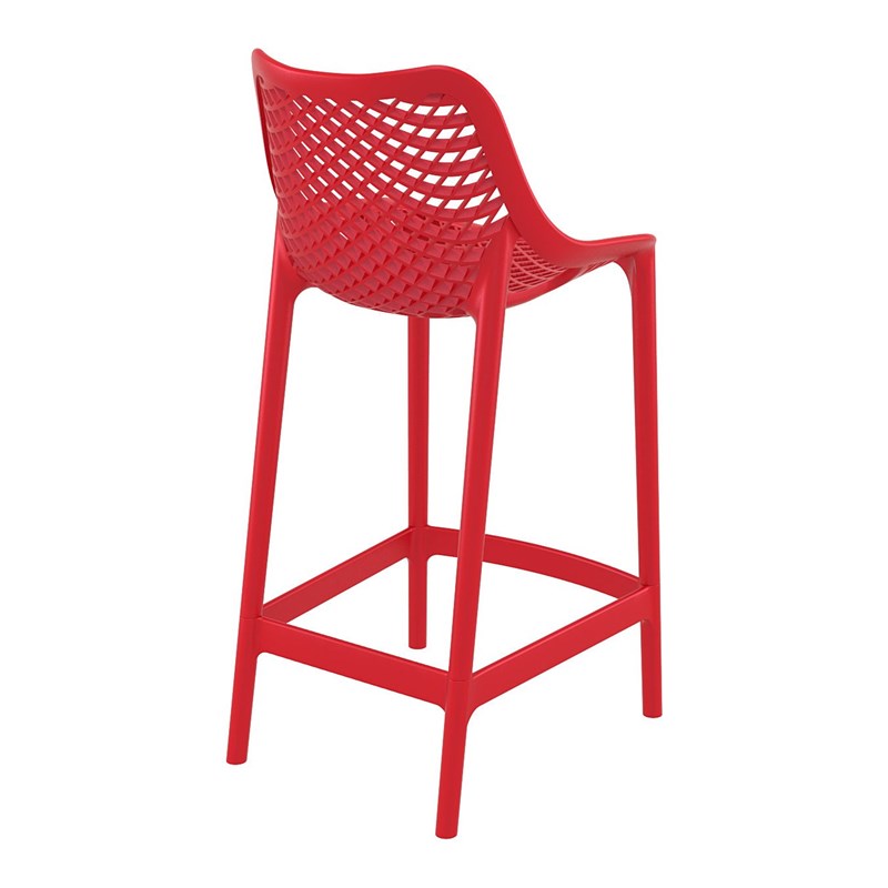 Home Square Polypropylene Patio Counter Stool in Red - Set of 2