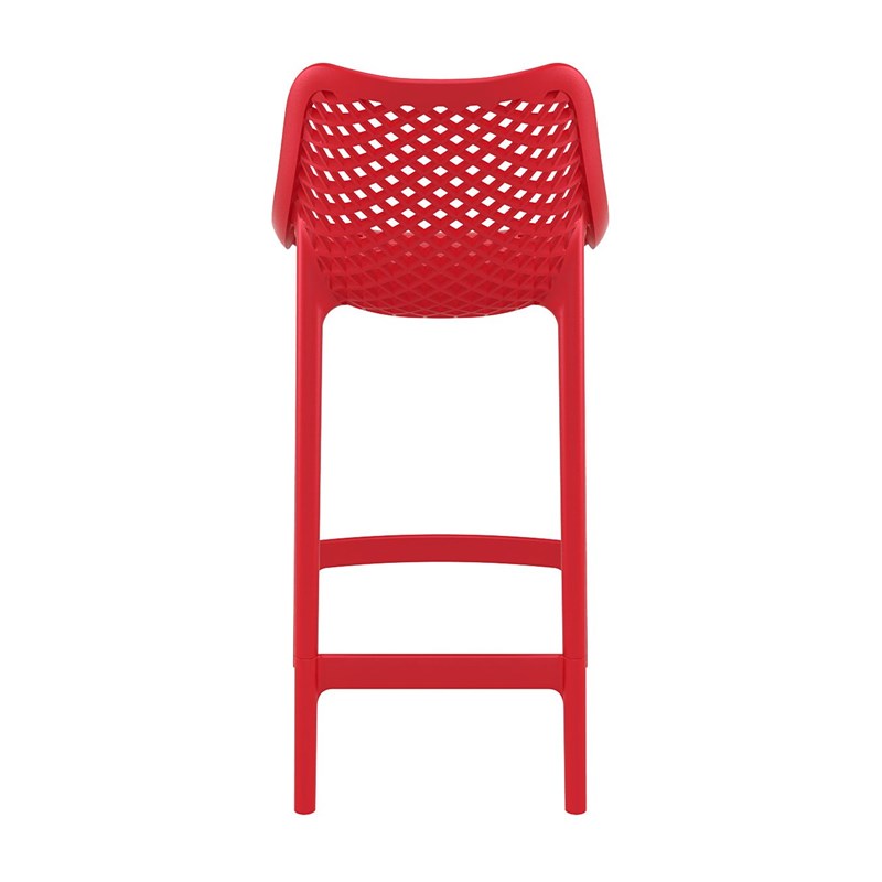 Home Square Polypropylene Patio Counter Stool in Red - Set of 2