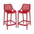 Home Square Polypropylene Patio Counter Stool in Red - Set of 2