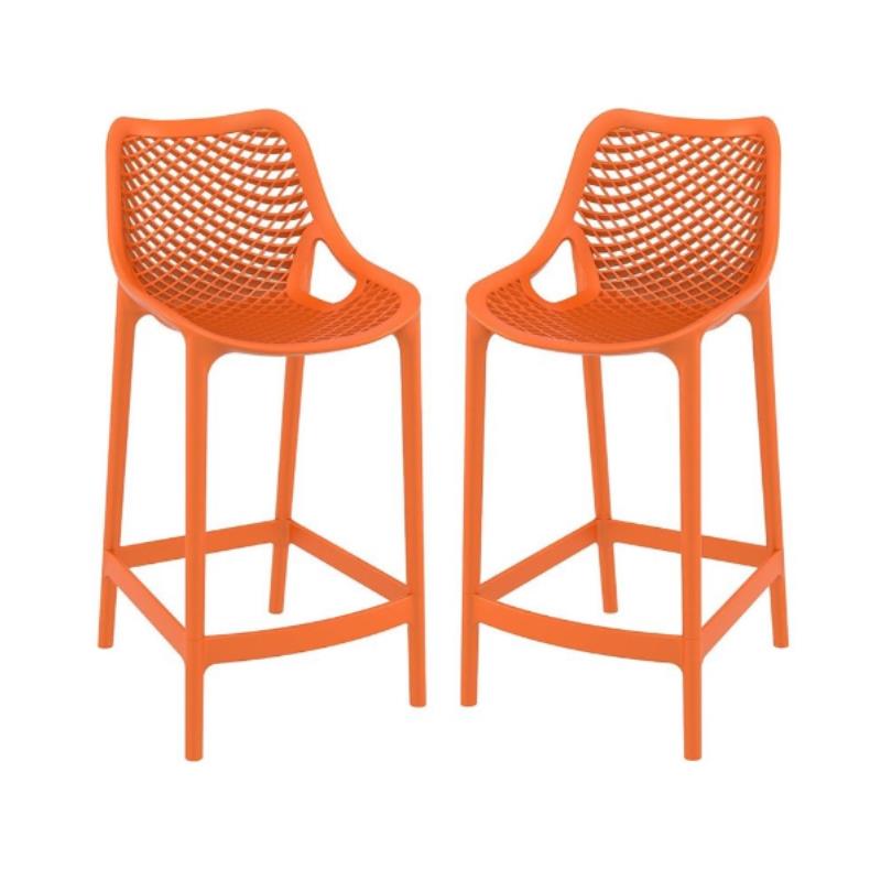 Home Square Patio Counter Stool in Orange Finish - Set of 2
