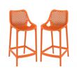 Home Square Patio Counter Stool in Orange Finish - Set of 2