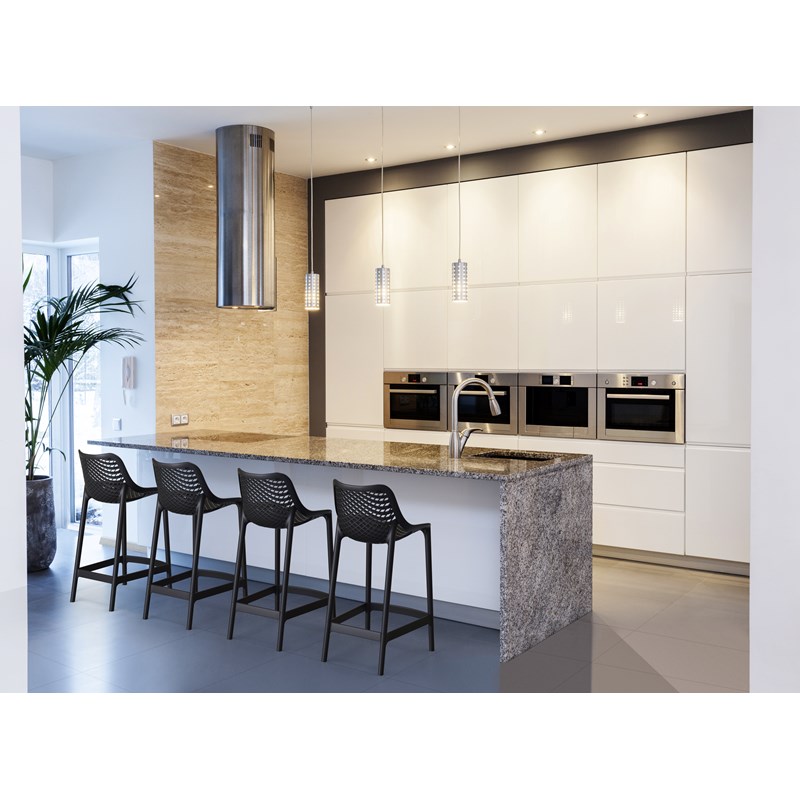 Home Square Patio Counter Stool in Black Finish - Set of 2