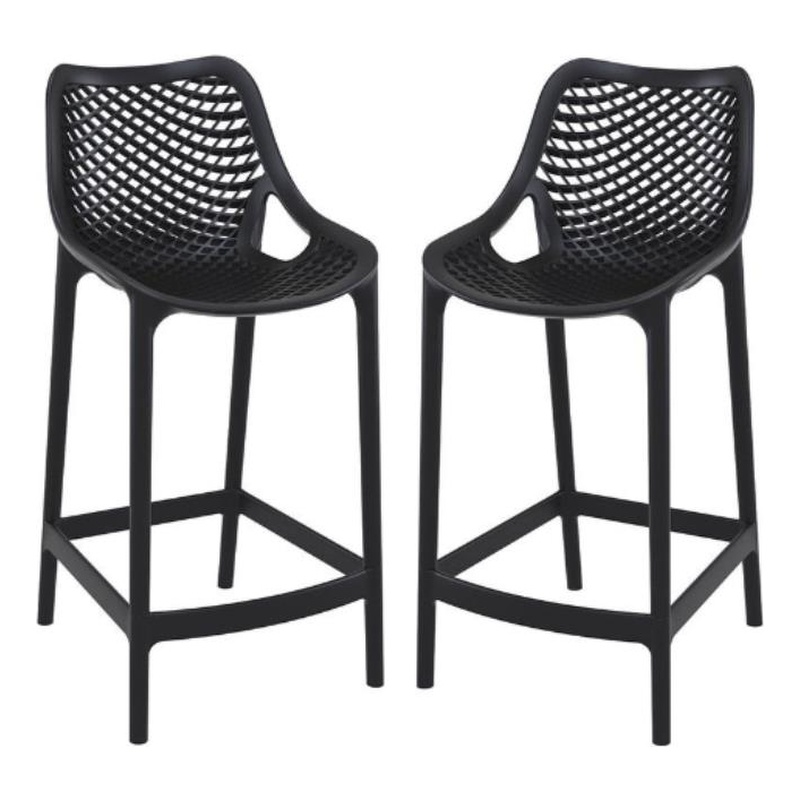 Home Square Patio Counter Stool in Black Finish - Set of 2