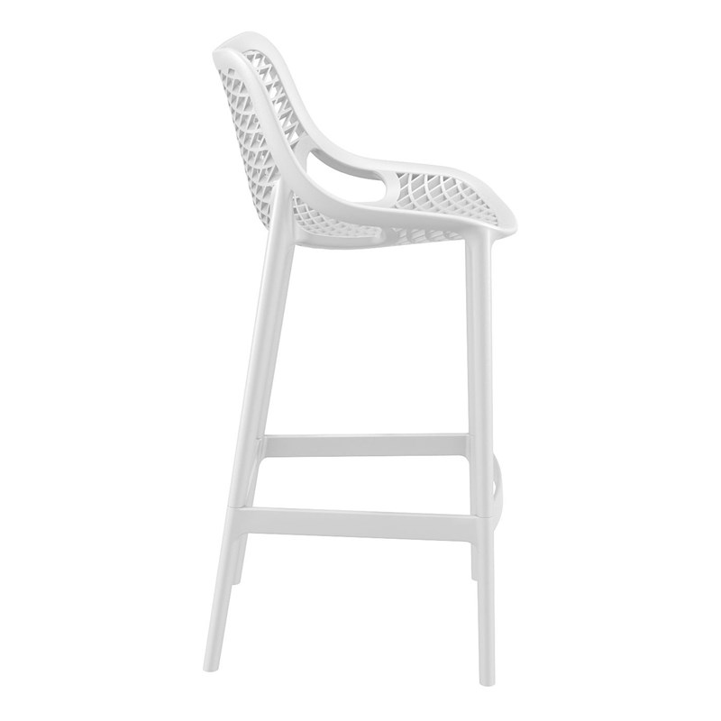 Home Square Polypropylene Patio Bar Stool in White - Set of 2