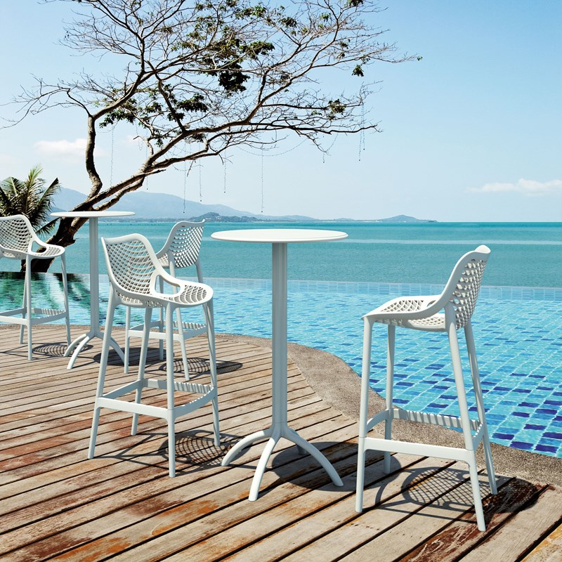 Home Square Polypropylene Patio Bar Stool in White - Set of 2