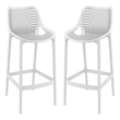 Home Square Polypropylene Patio Bar Stool in White - Set of 2