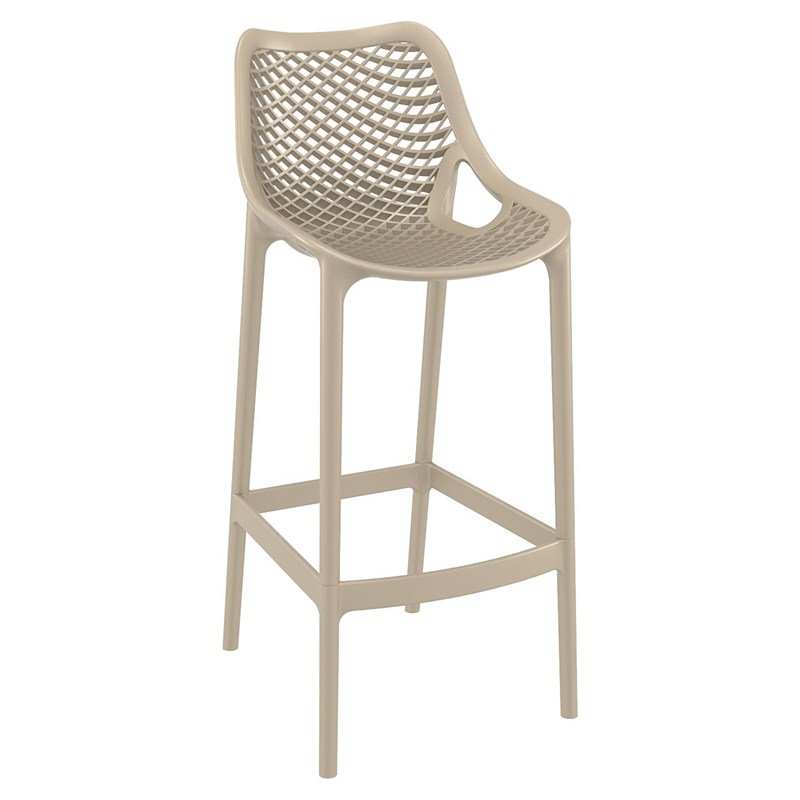 Home Square Polypropylene Patio Bar Stool in Taupe - Set of 2