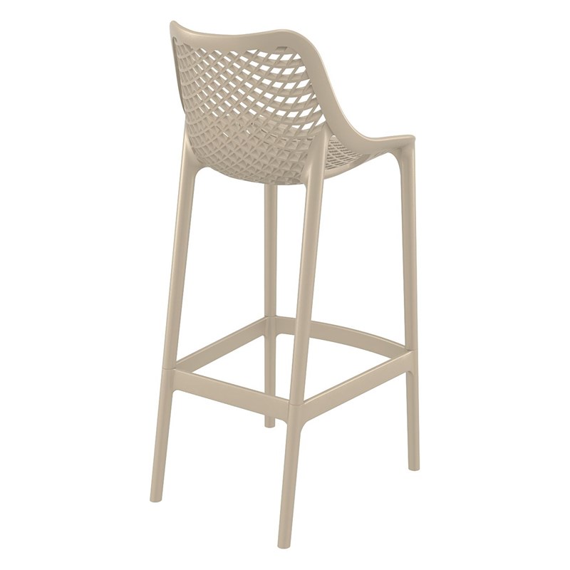 Home Square Polypropylene Patio Bar Stool in Taupe - Set of 2
