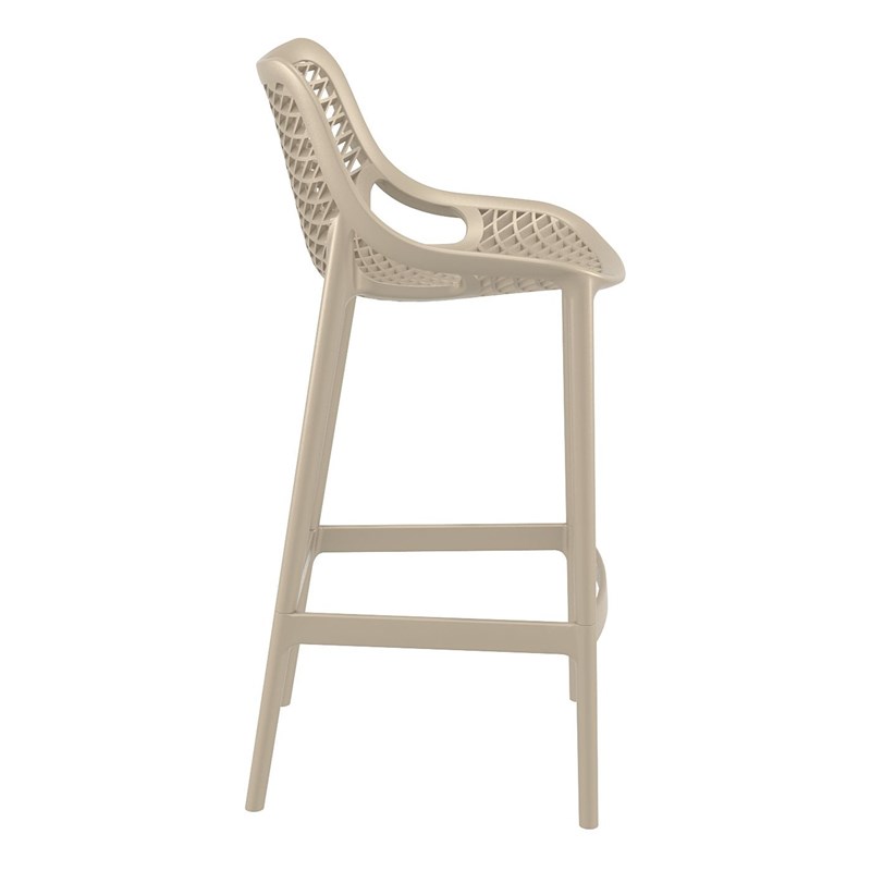 Home Square Polypropylene Patio Bar Stool in Taupe - Set of 2