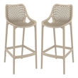 Home Square Polypropylene Patio Bar Stool in Taupe - Set of 2