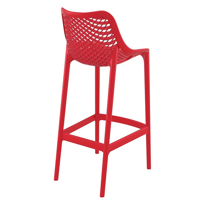 Home Square Polypropylene Patio Bar Stool in Red - Set of 2
