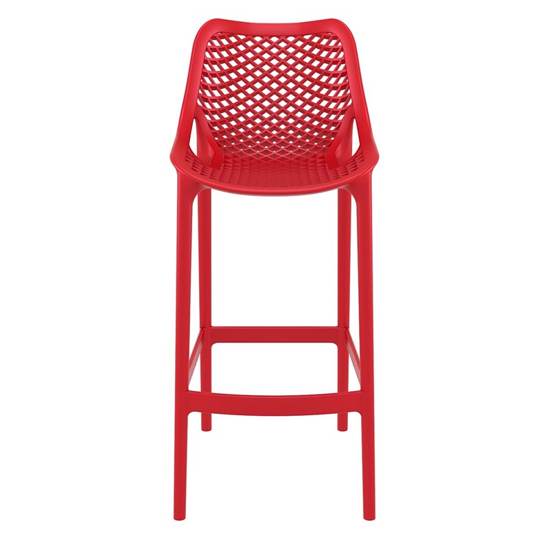 Home Square Polypropylene Patio Bar Stool in Red - Set of 2