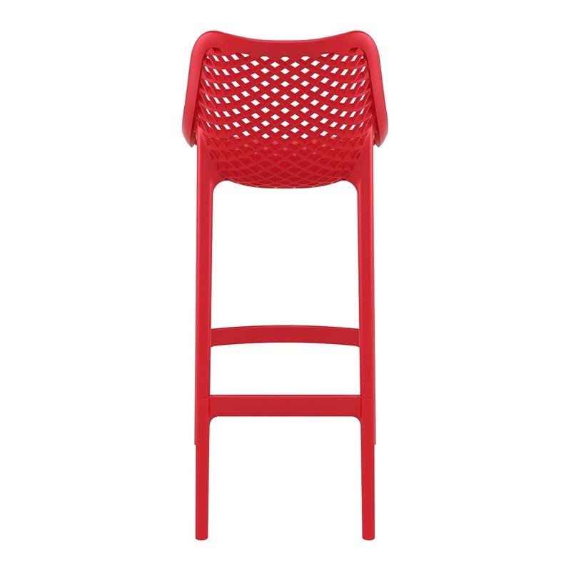 Home Square Polypropylene Patio Bar Stool in Red - Set of 2