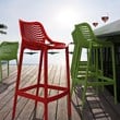Home Square Polypropylene Patio Bar Stool in Red - Set of 2