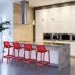 Home Square Polypropylene Patio Bar Stool in Red - Set of 2