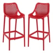 Home Square Polypropylene Patio Bar Stool in Red - Set of 2