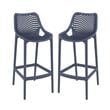 Home Square Patio Bar Stool in Dark Gray Finish - Set of 2