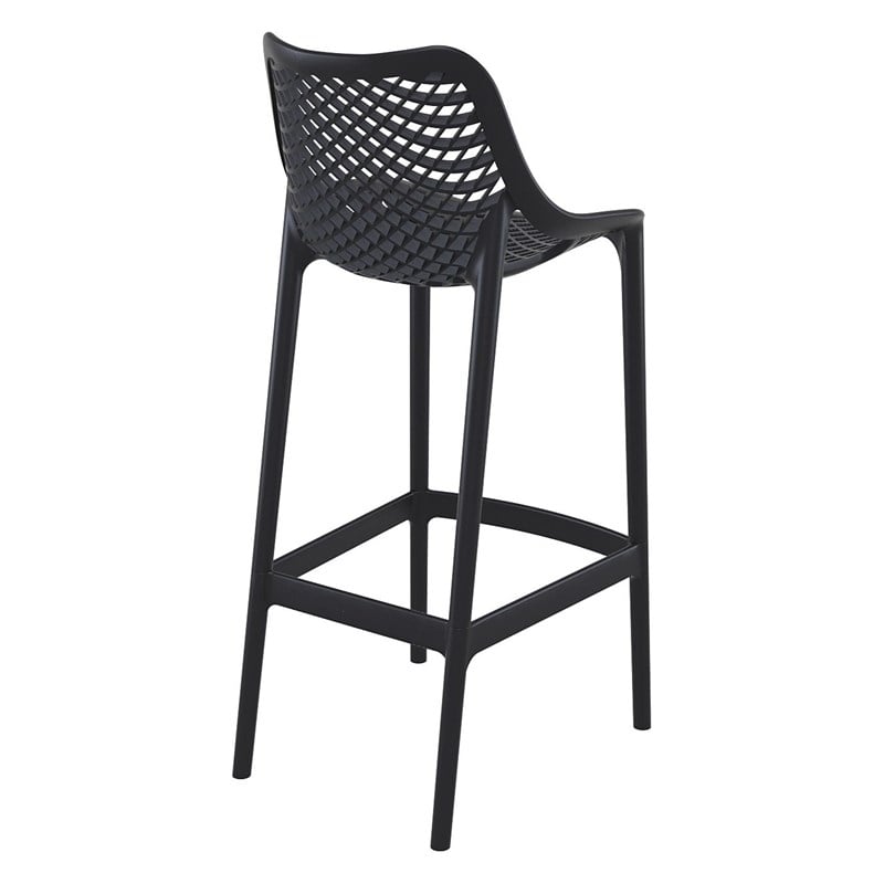 Home Square Polypropylene Patio Bar Stool in Black - Set of 2