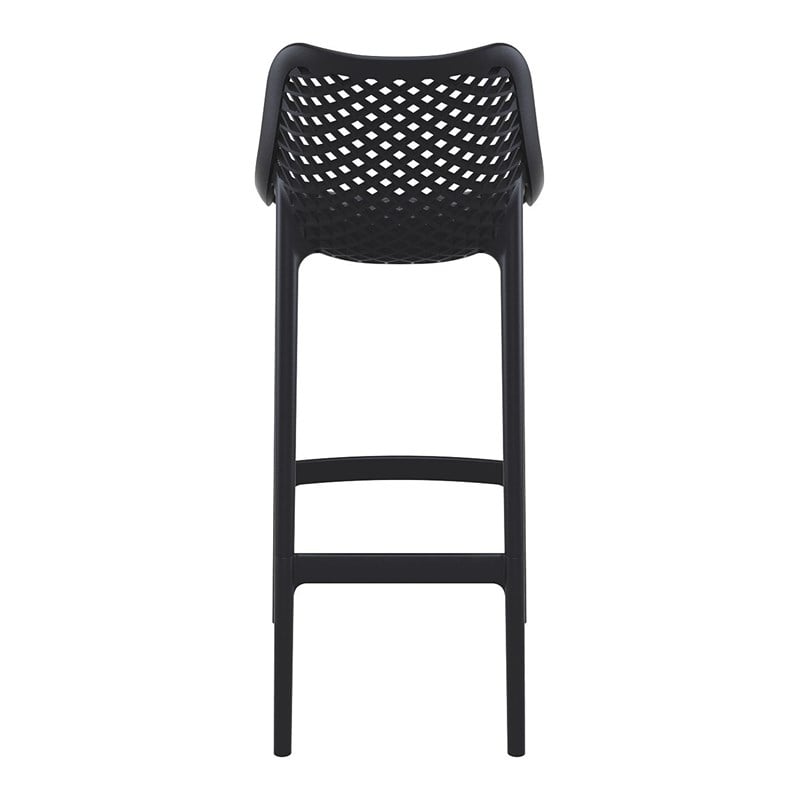 Home Square Polypropylene Patio Bar Stool in Black - Set of 2