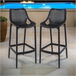 Home Square Polypropylene Patio Bar Stool in Black - Set of 2