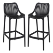 Home Square Polypropylene Patio Bar Stool in Black - Set of 2