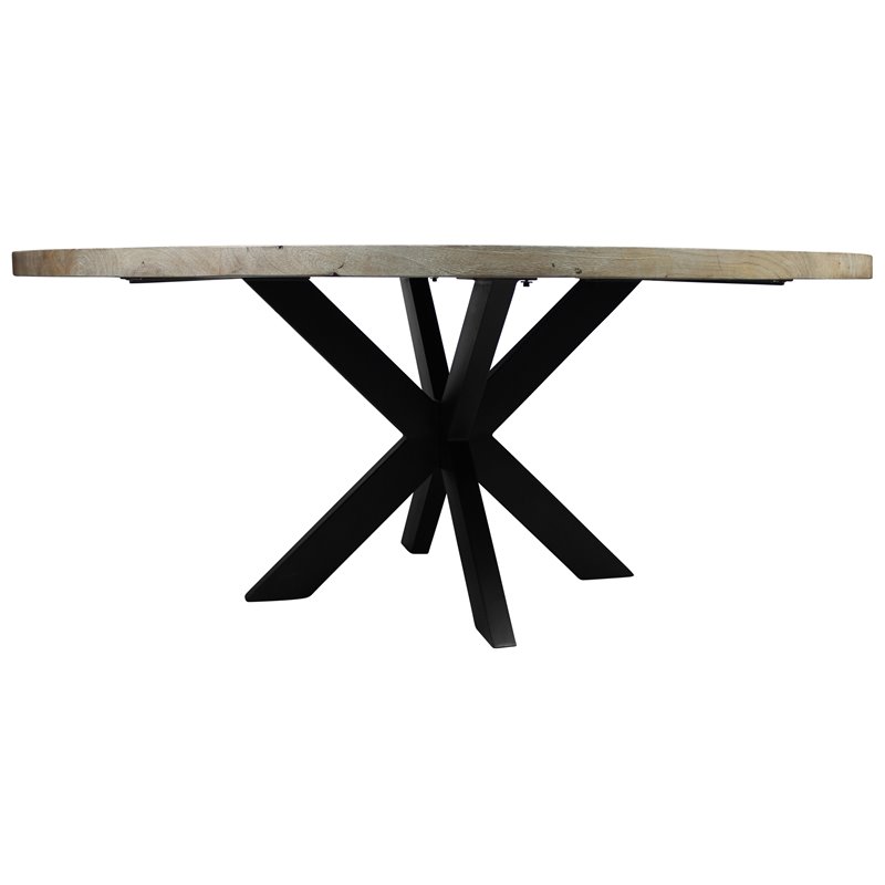 Home Square Dining Table Set with Solid Wood Round Table and 6 Chairs in Teal