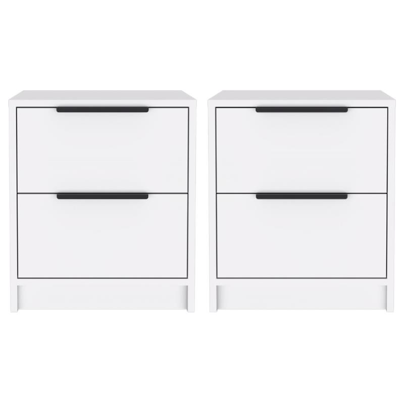Home Square Kaia Engineered Wood Night Stand in White - Set of 2