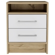 Home Square Eter Engineered Wood Nightstand in White & Light Oak - Set of 2