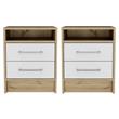 Home Square Eter Engineered Wood Nightstand in White & Light Oak - Set of 2