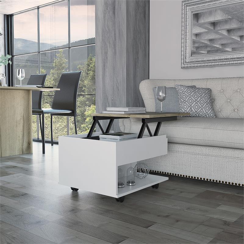 Home Square Furniture Luanda Lift Top Coffee Table in White - Set of 2