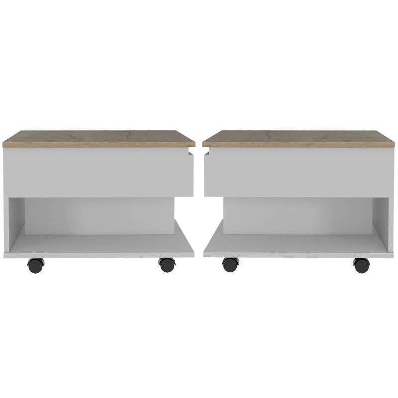Home Square Furniture Luanda Lift Top Coffee Table in White - Set of 2