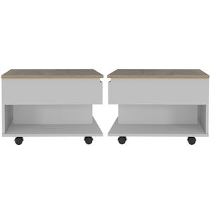 Home Square Furniture Luanda Lift Top Coffee Table in White - Set of 2