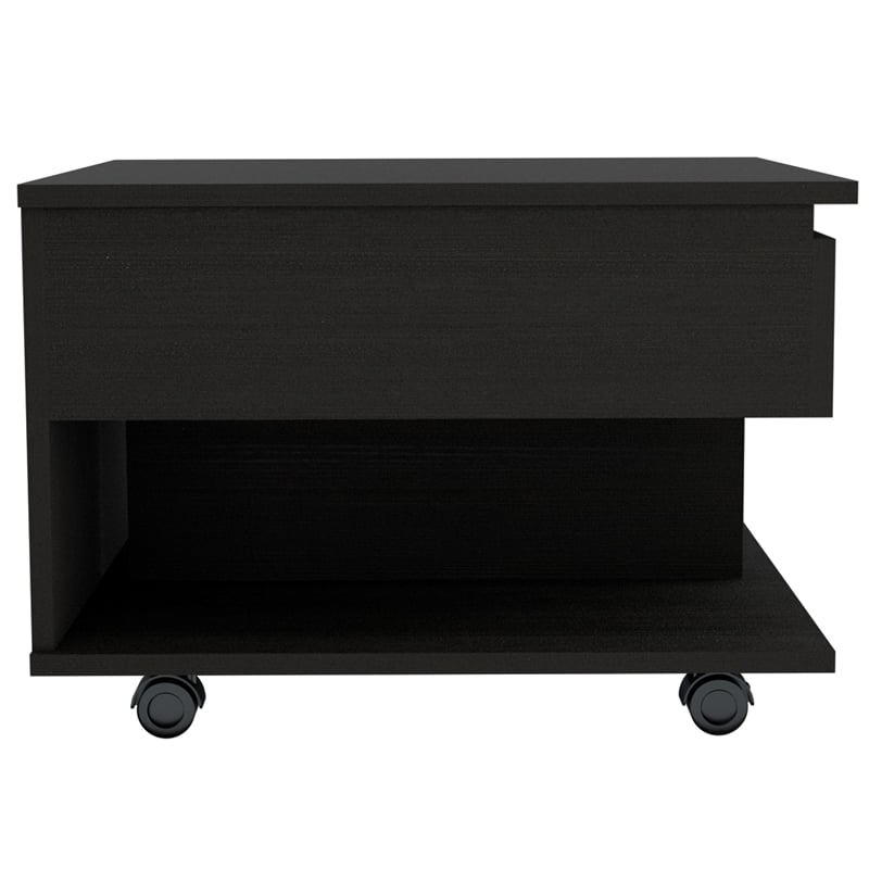 Home Square Luanda Lift Top Engineered Wood Coffee Table in Black - Set of 2