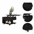 Home Square Luanda Lift Top Engineered Wood Coffee Table in Black - Set of 2
