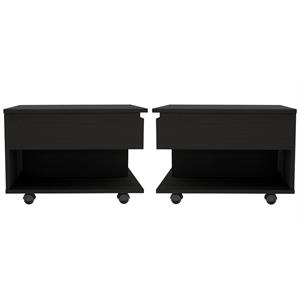 Home Square Luanda Lift Top Engineered Wood Coffee Table in Black - Set of 2
