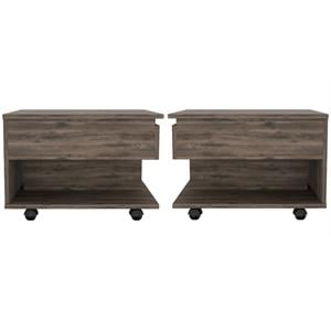 Home Square Luanda Lift Top Wood Coffee Table in Dark Brown - Set of 2