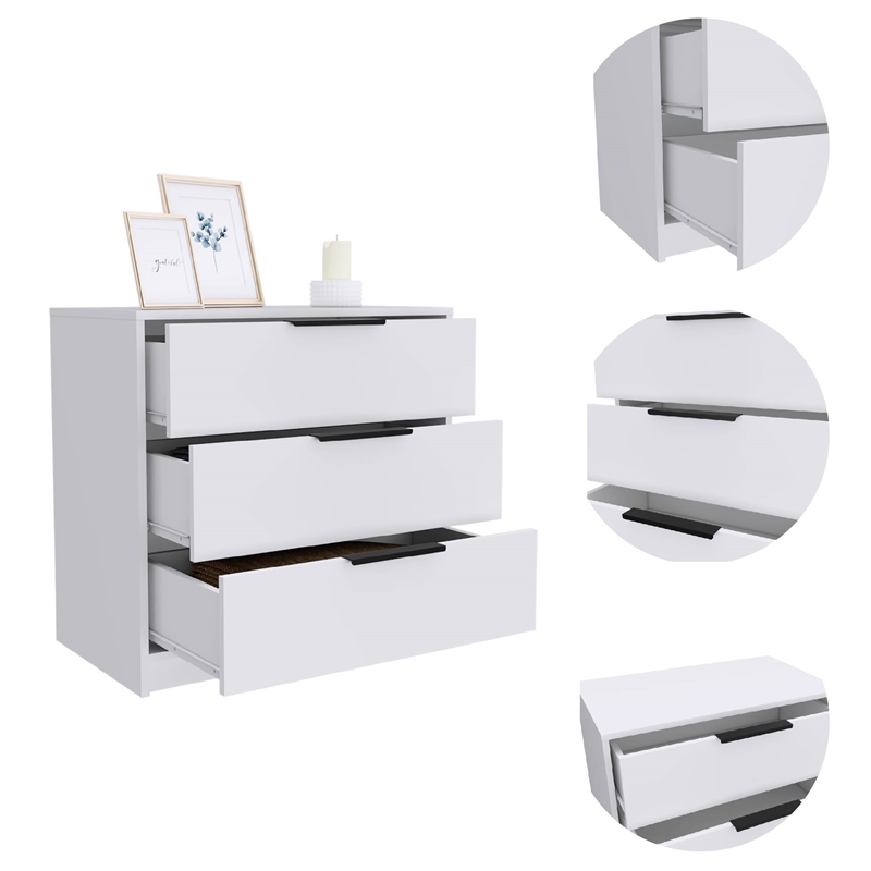 Home Square 2-Piece Set with 3 Drawers Dresser and Night Stand in White