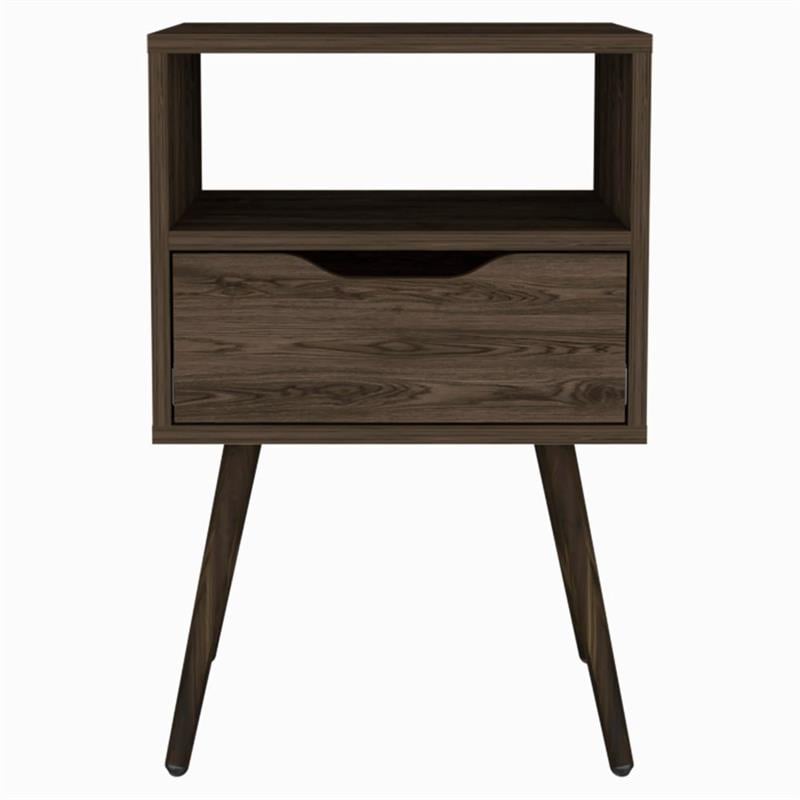 Home Square Otom Engineered Wood Nightstand in Dark Walnut - Set of 2