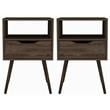 Home Square Otom Engineered Wood Nightstand in Dark Walnut - Set of 2