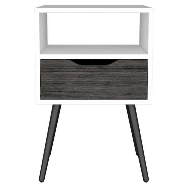 Home Square Otom Engineered Wood Nightstand in Ash & White - Set of 2