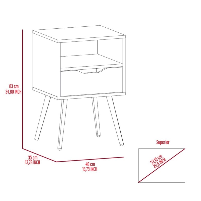 Home Square Otom Engineered Wood Nightstand in Ash & White - Set of 2